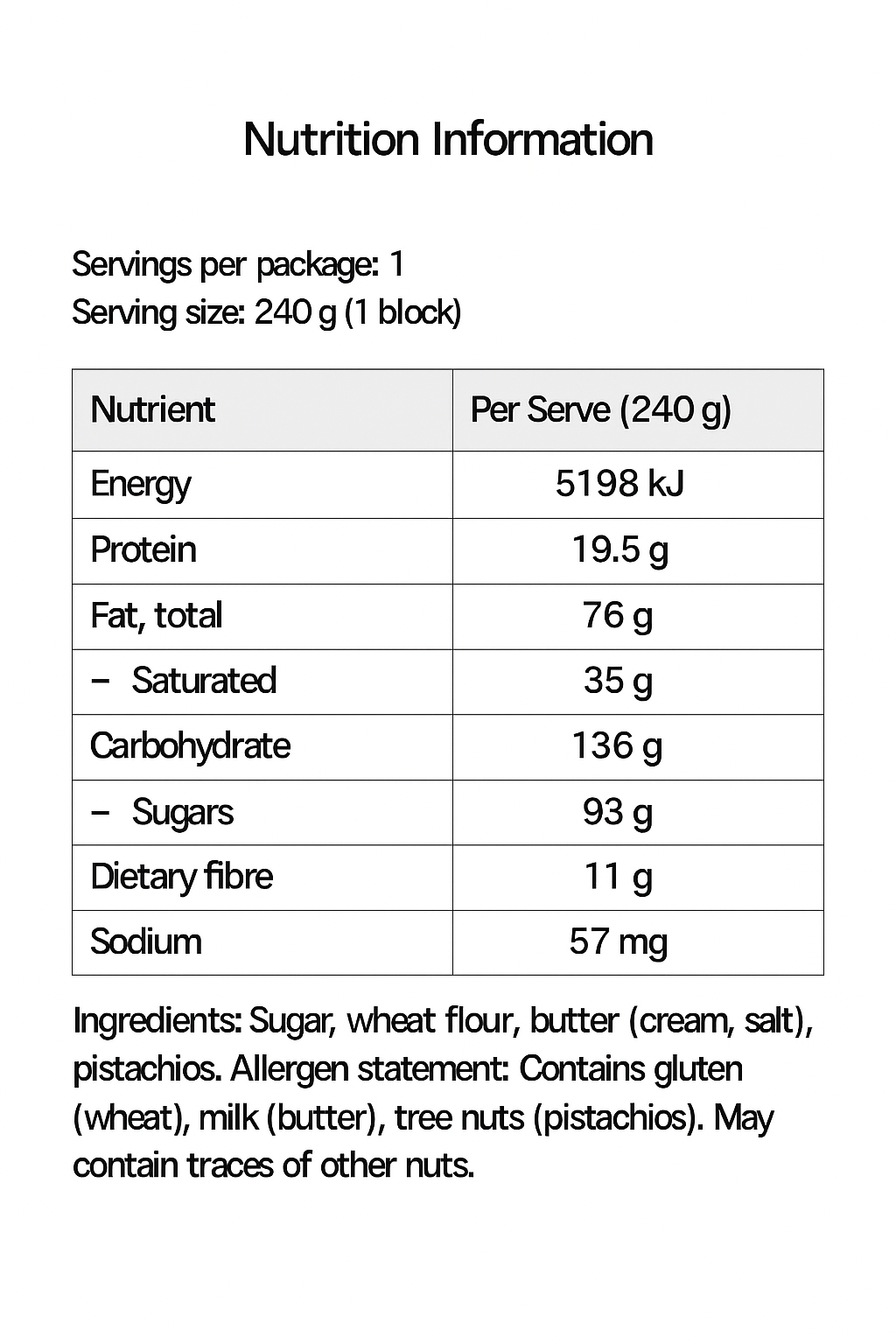 Crunchy Pistachio Block